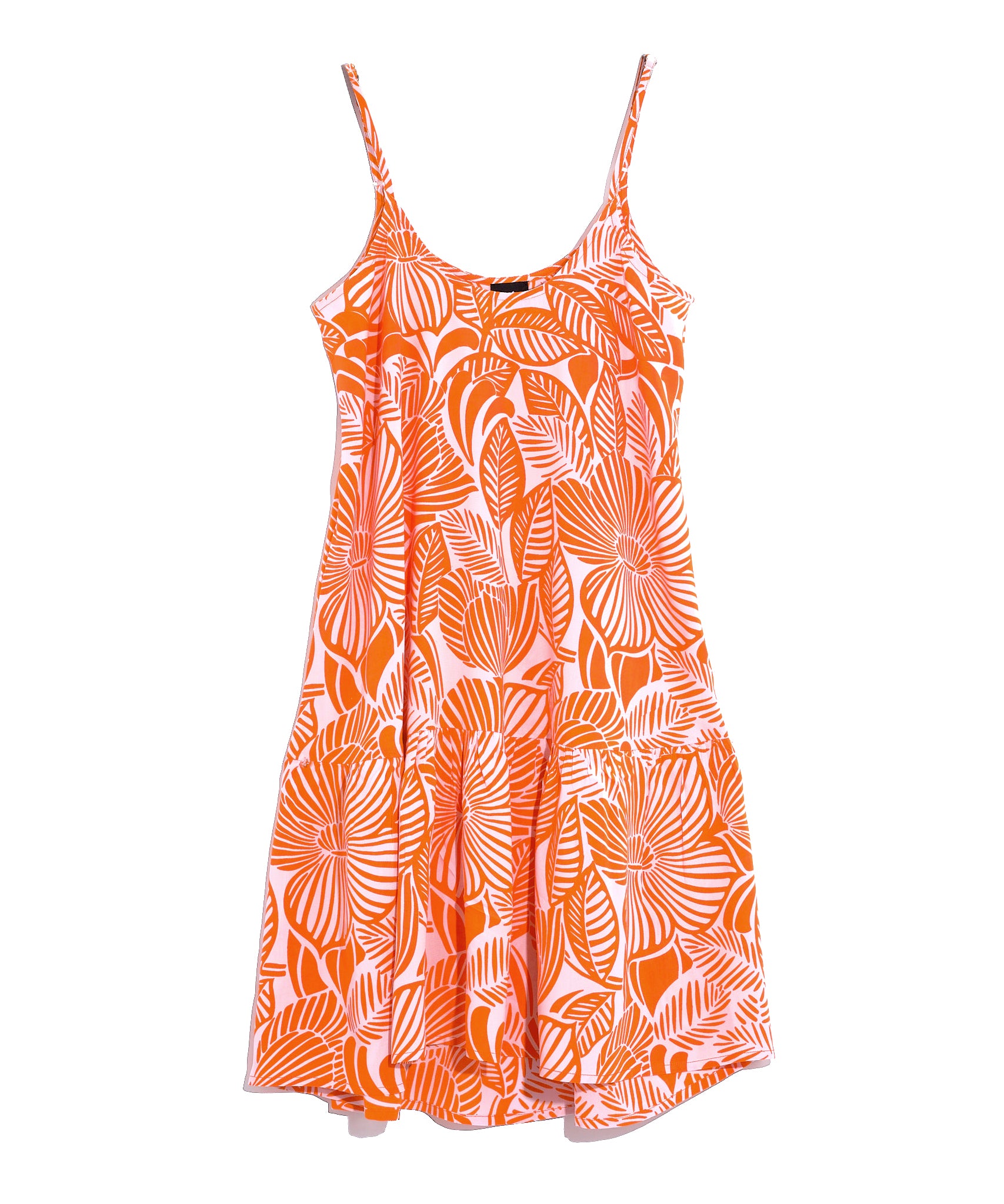 Woodcut Floral Lilou Dress in color Tangerine