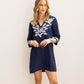 Casablanca Embroidered Tunic in color Navy on a model