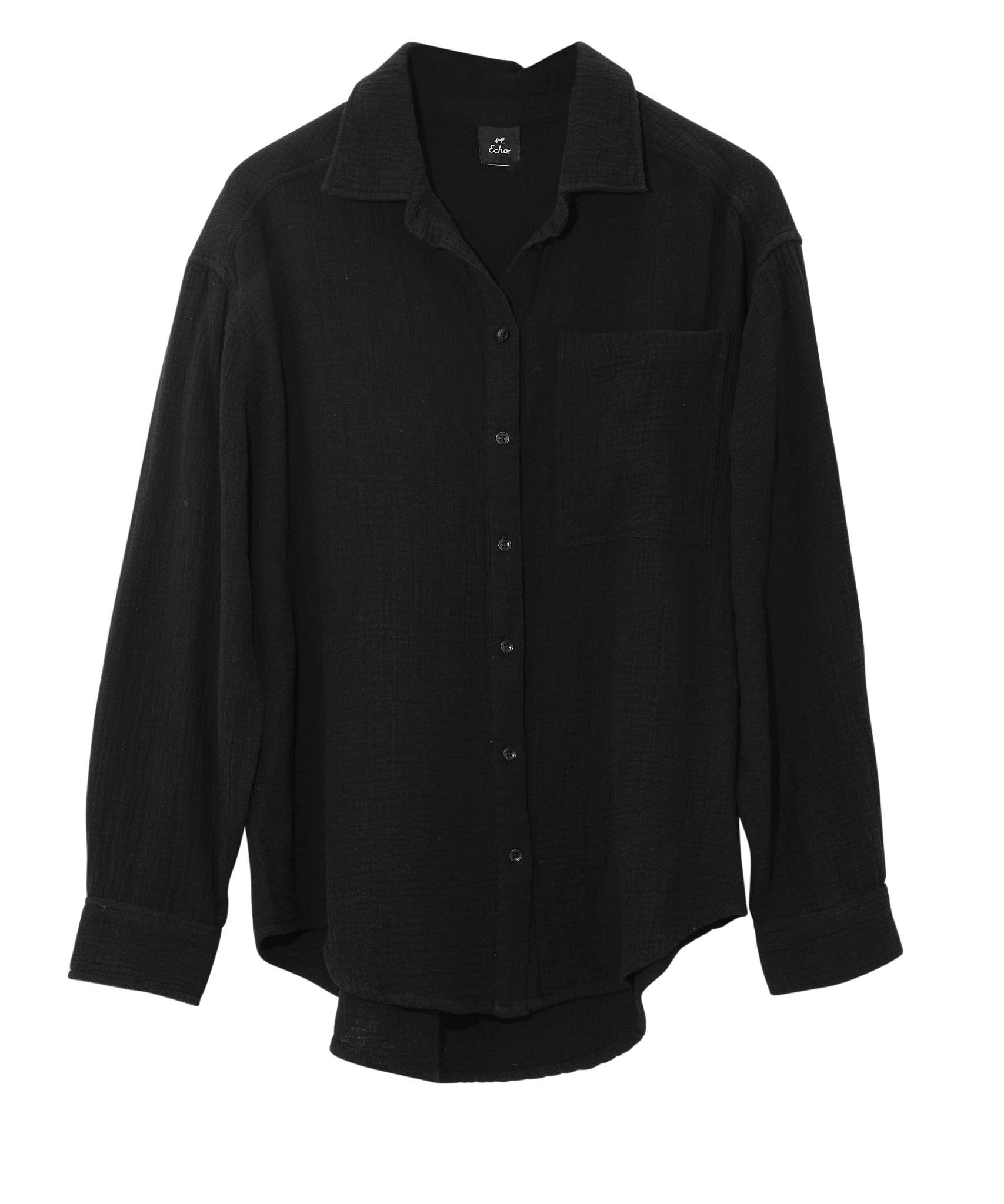 Supersoft Gauze Boyfriend Shirt in color black.