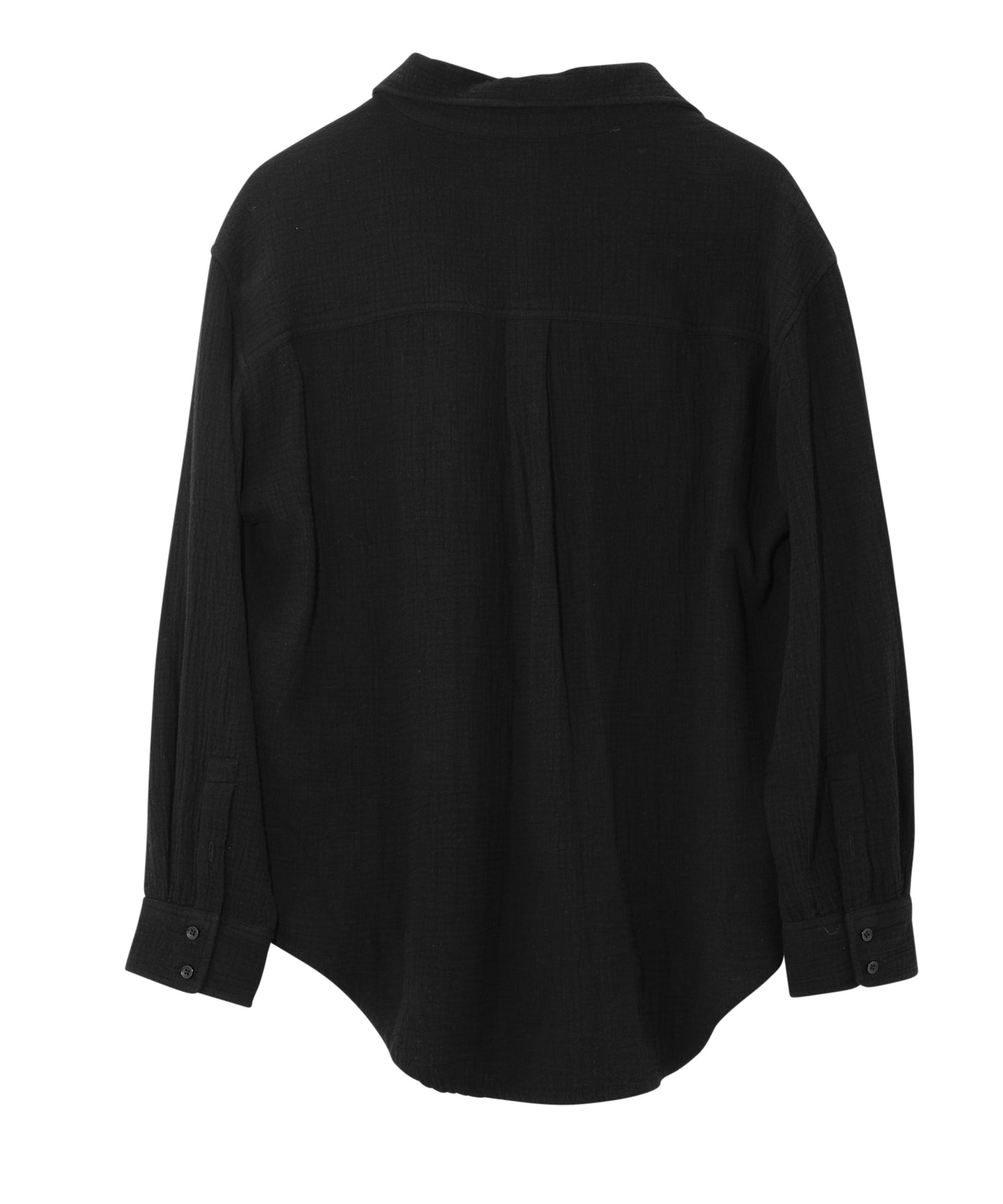 Supersoft Gauze Boyfriend Shirt in color black - back of garment.