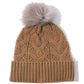 Loopy Cable Pom Hat in color Camel Heather