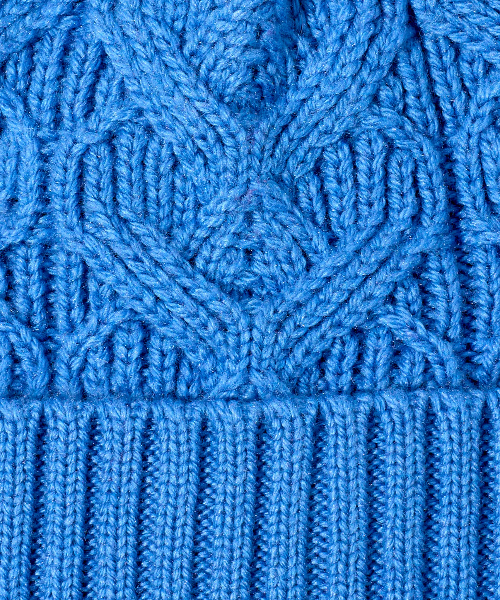Loopy Cable Pom Hat in color Mystic Blue