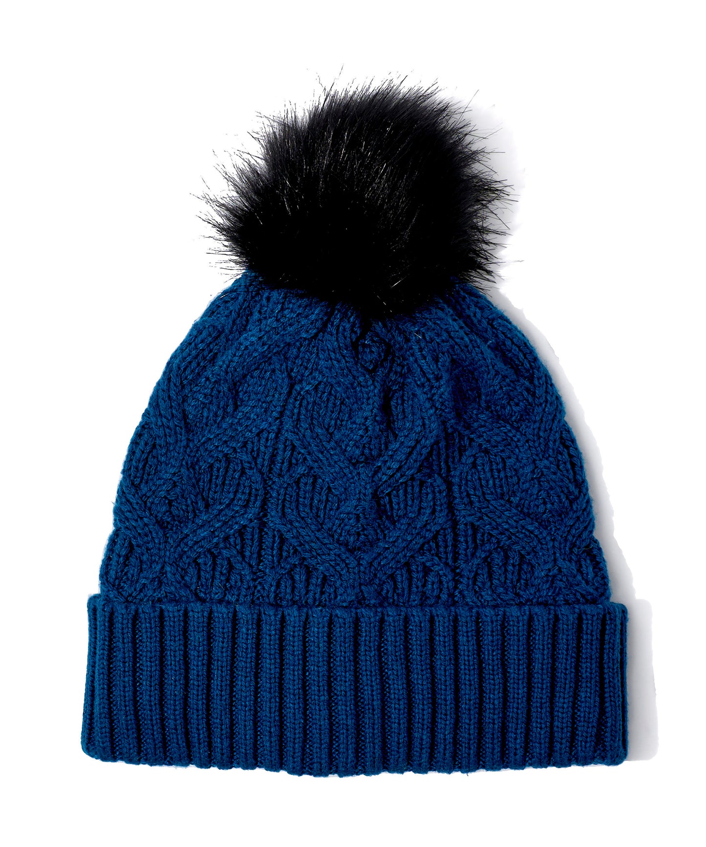 Loopy Cable Pom Hat in color Poseidon