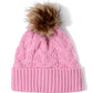 Loopy Cable Pom Hat in color Candy Pink
