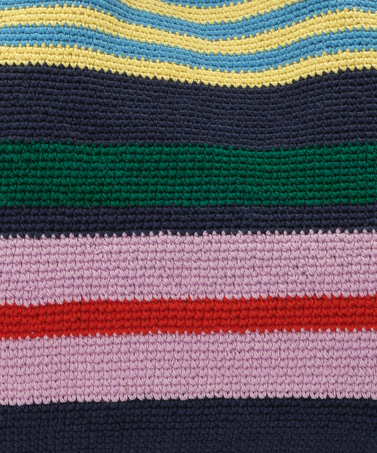 Gallery Stripe Crochet Tote in color Navy