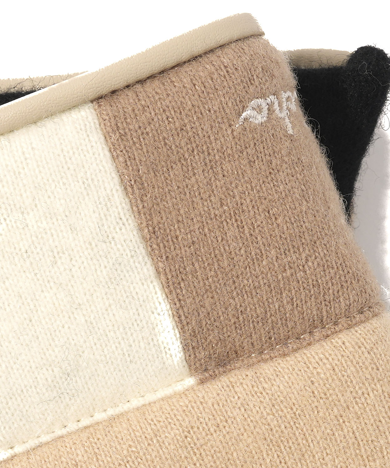 Wool Blend Patchwork Glove in color Teak