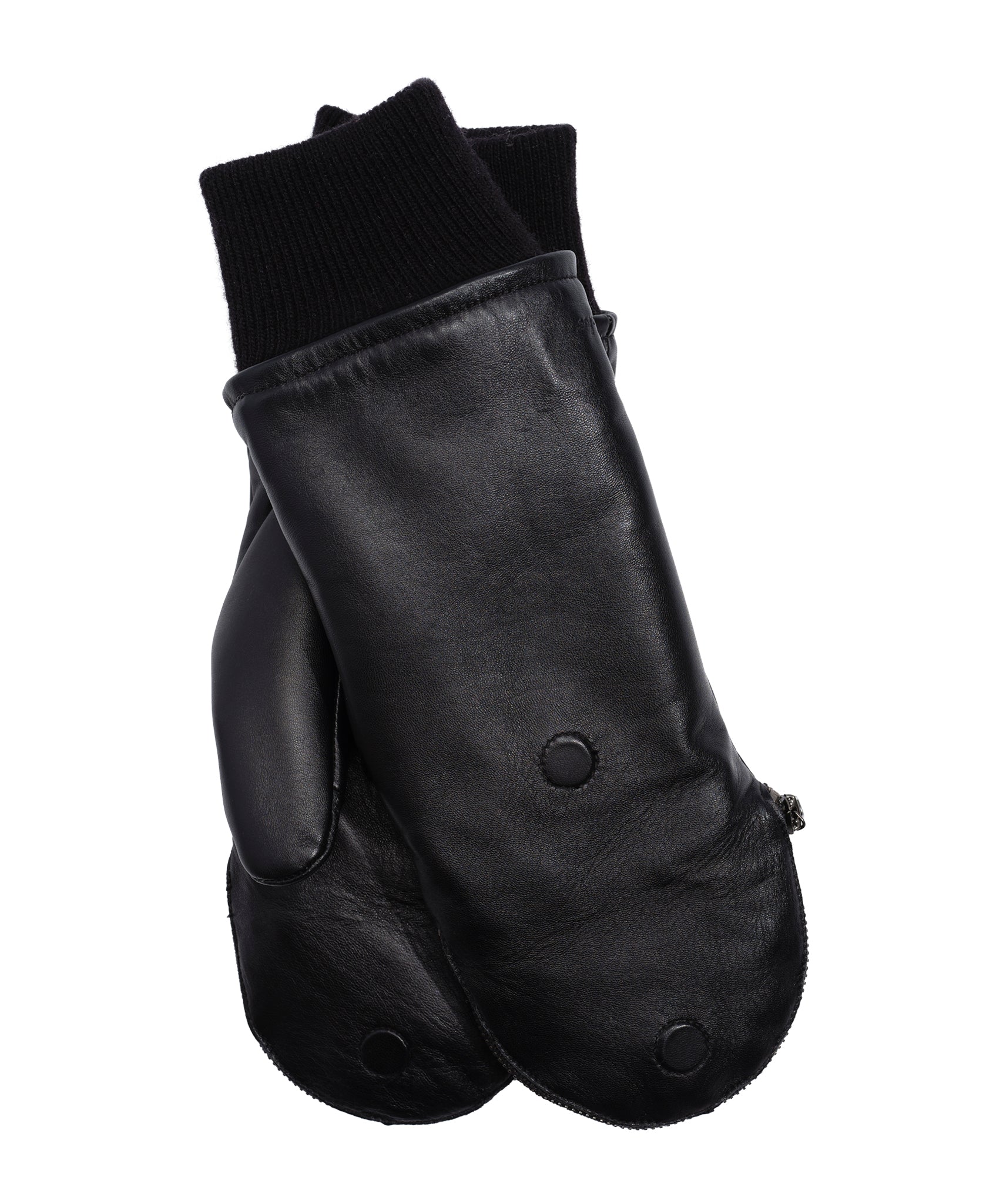 Zip-top Glove With Faux Fur Lining in color Black/Cream