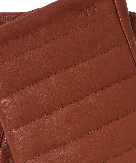 Channel Quilted Leather Glove in color Chestnut
