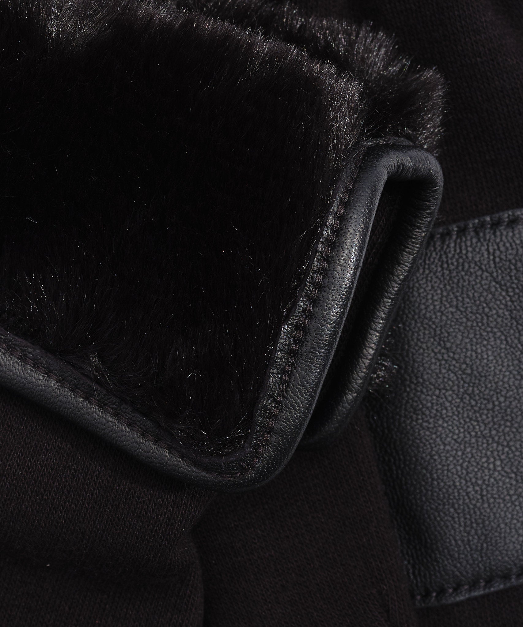 Fold Down Faux Fur Cuff Glove in color Black