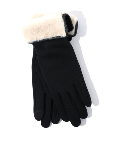 Fold Down Faux Fur Cuff Glove in color Whitecap