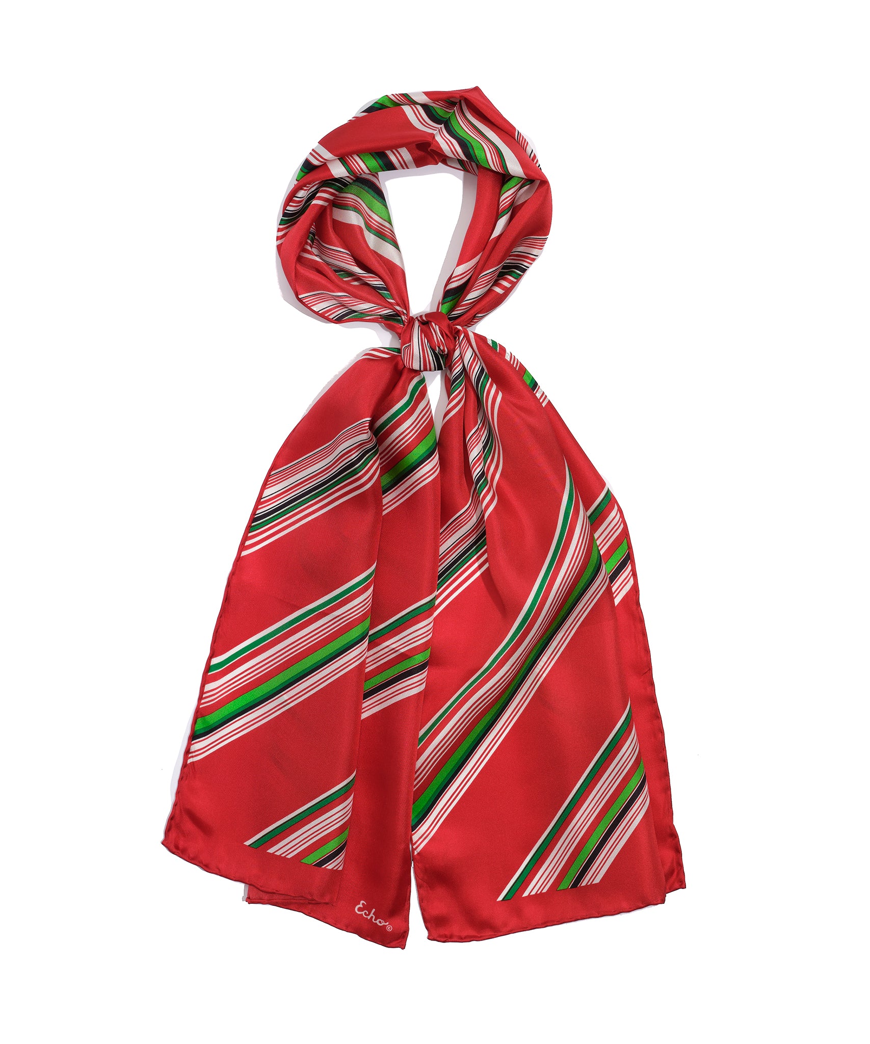 Ribbon Candy Silk Scarf in color Christmas Red