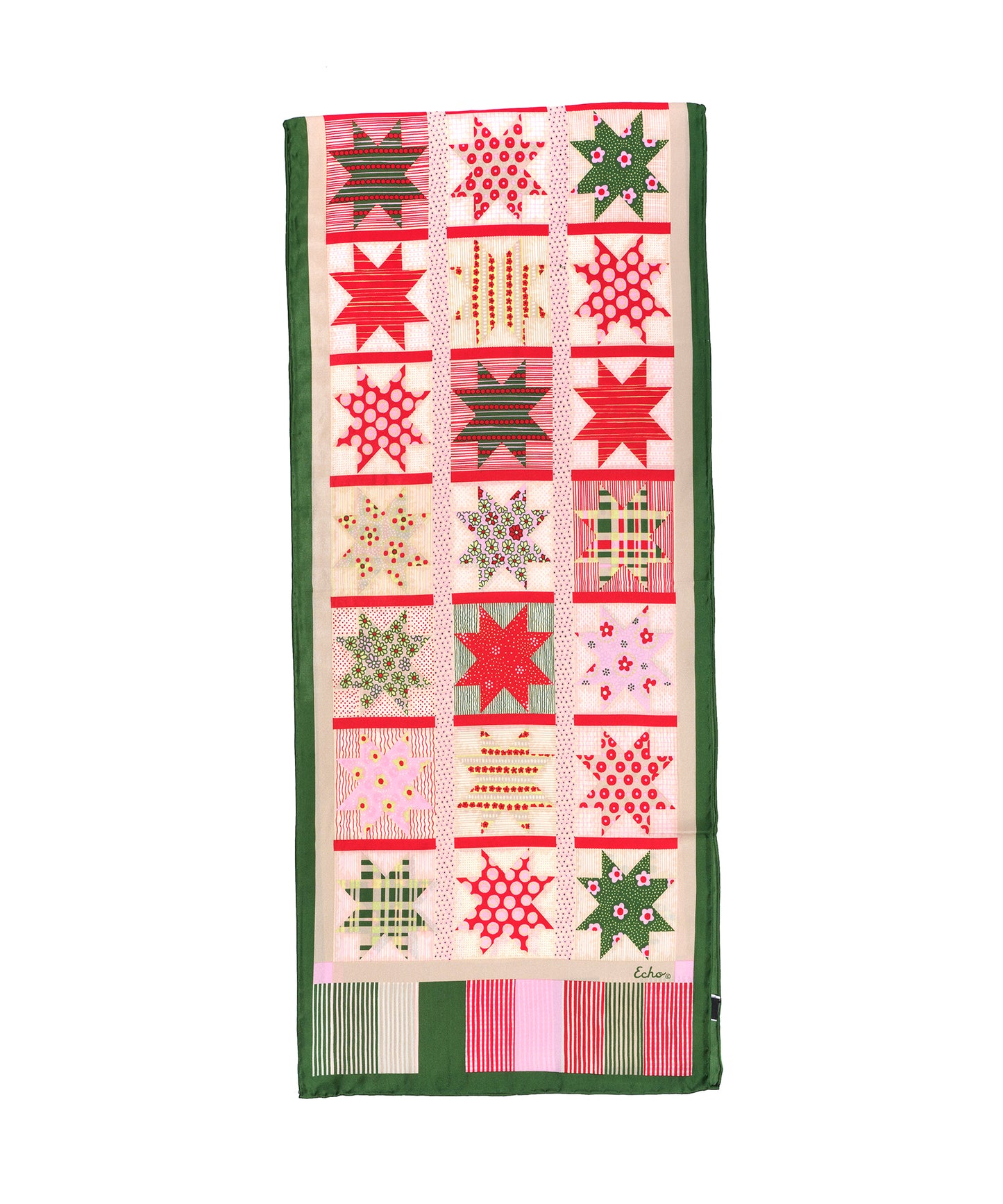 Vintage Quilt Silk Scarf in color Juniper