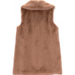 Longline Faux Mink Vest in color Cocoa