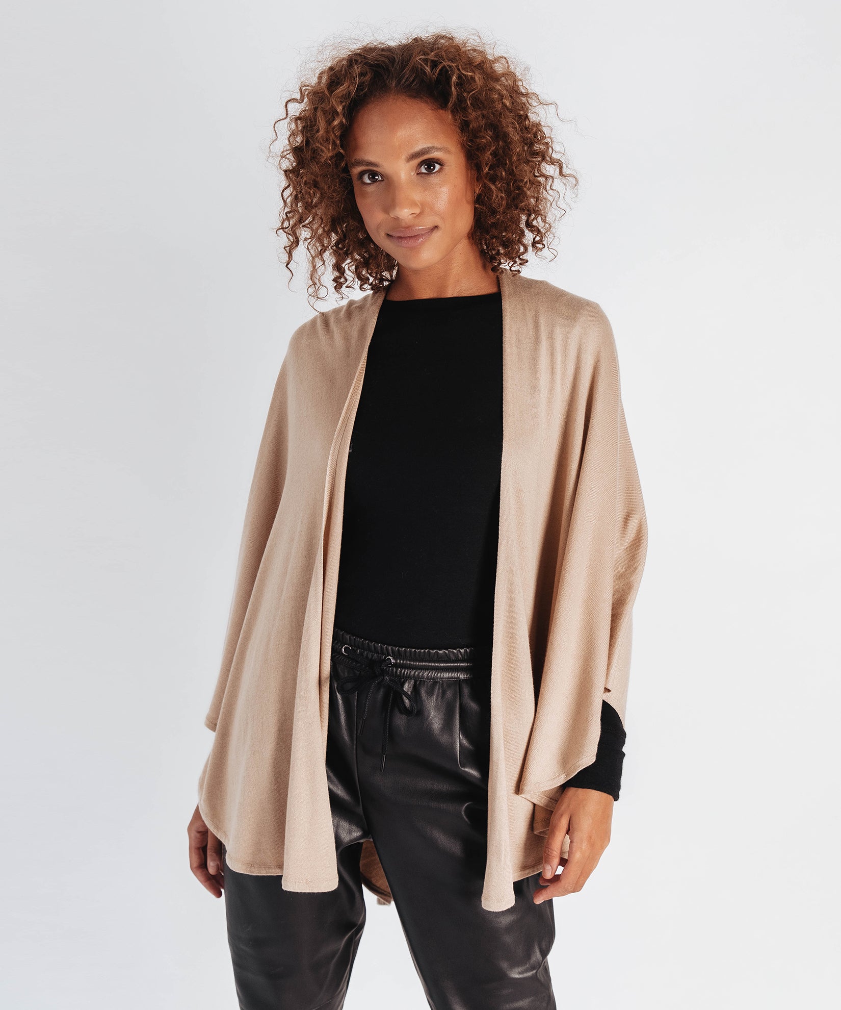 Echo Essentials Luxe Rounded Ruana in color Echo Oatmeal