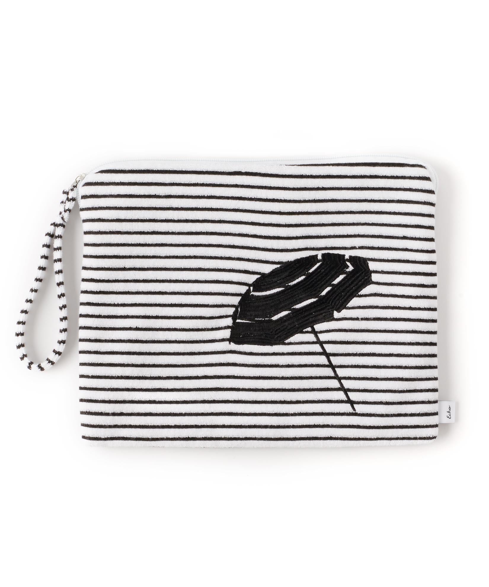 Striped Terry Bali Bikini Bag in color Black/White