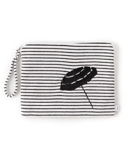 Striped Terry Bali Bikini Bag in color Black/White