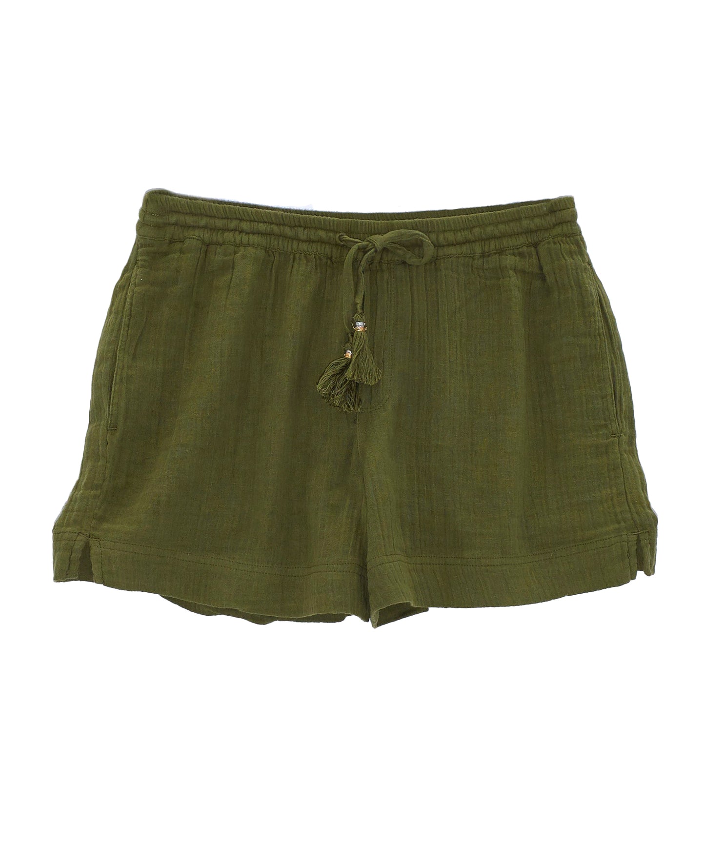 Double Gauze Beach Shorts in color Olive