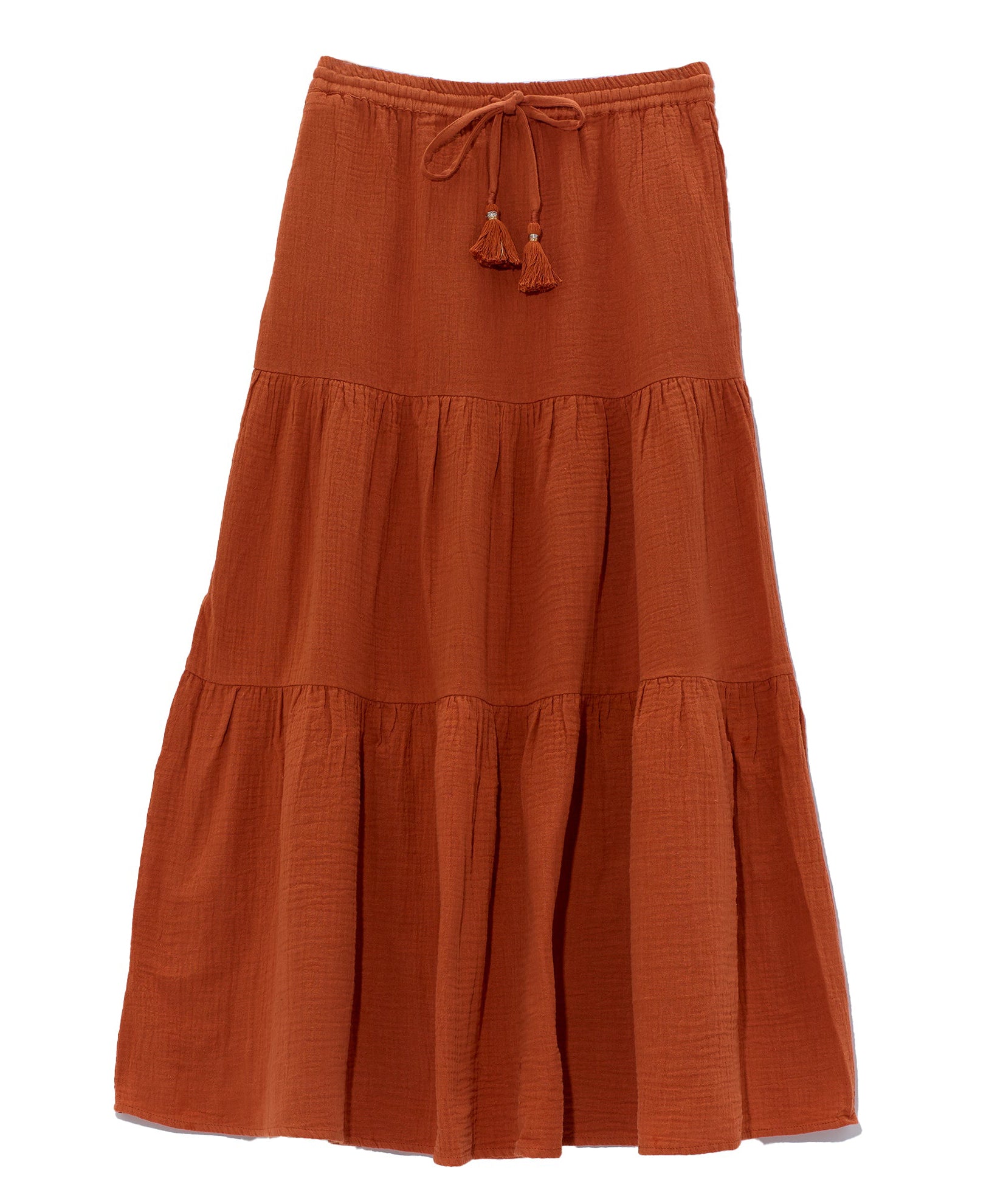 Double Gauze Tiered Breeze Skirt in color Sienna