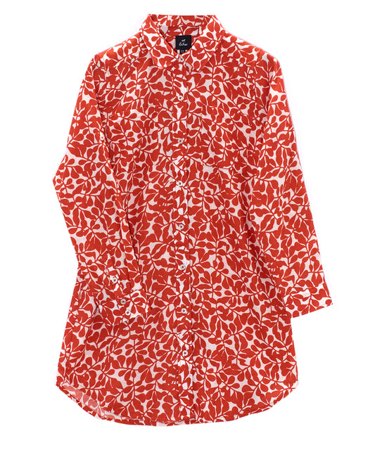 Climbing Vines Shirt Dress in color Chili