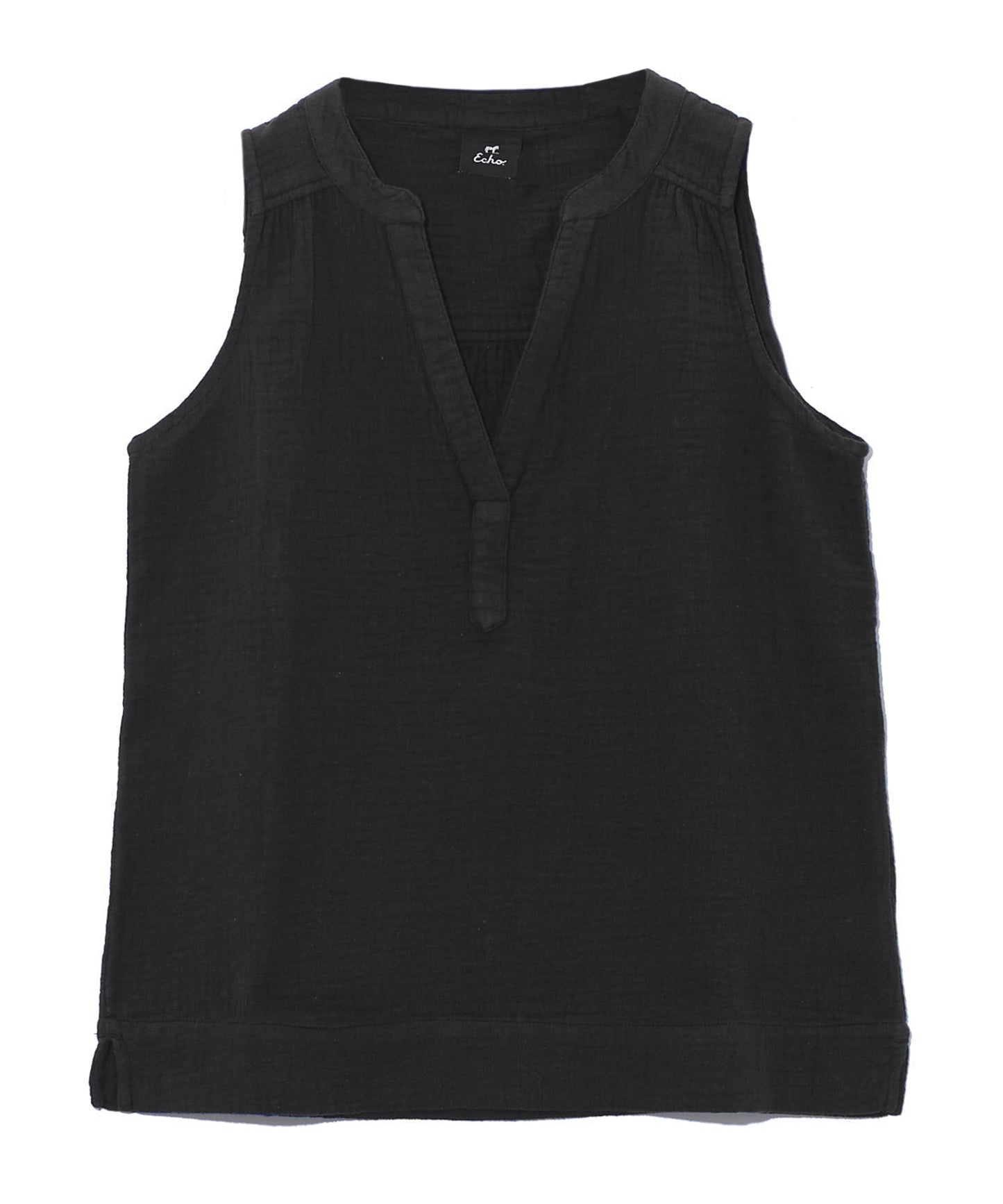 Double Gauze Sleeveless Top in color Black