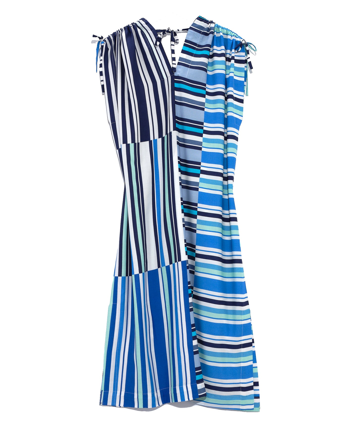 Salon Stripe V-neck Caftan in color Dazzling Blue