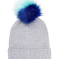 Ribbed Faux Fur Pom Hat in color Silver