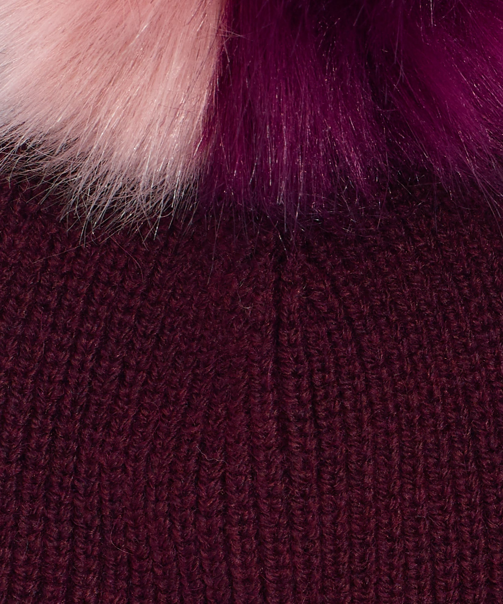 Ribbed Faux Fur Pom Hat in color Garnet