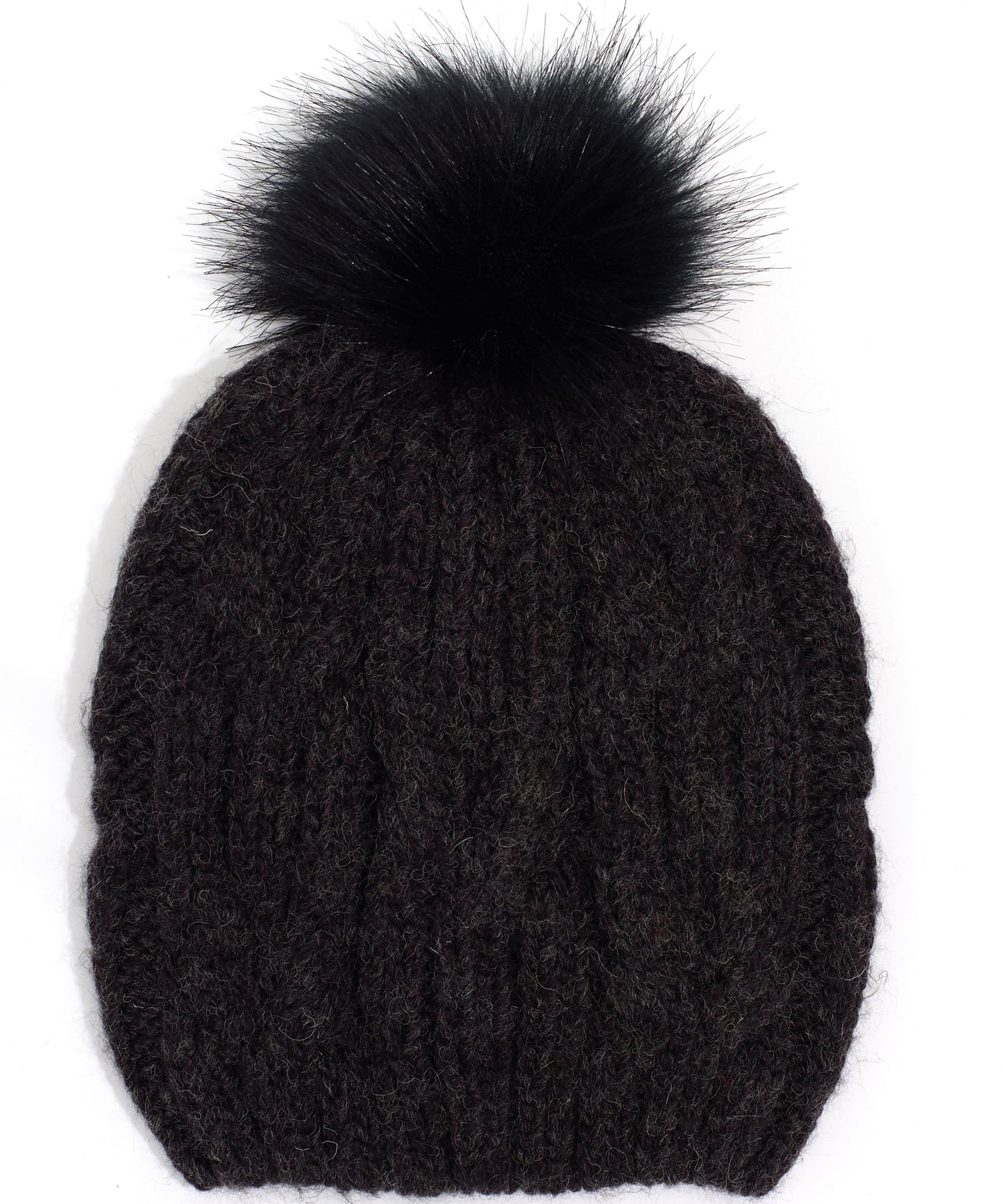 Twisted Cable Pom Hat in color Charcoal
