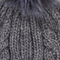 Twisted Cable Pom Hat in color Silver