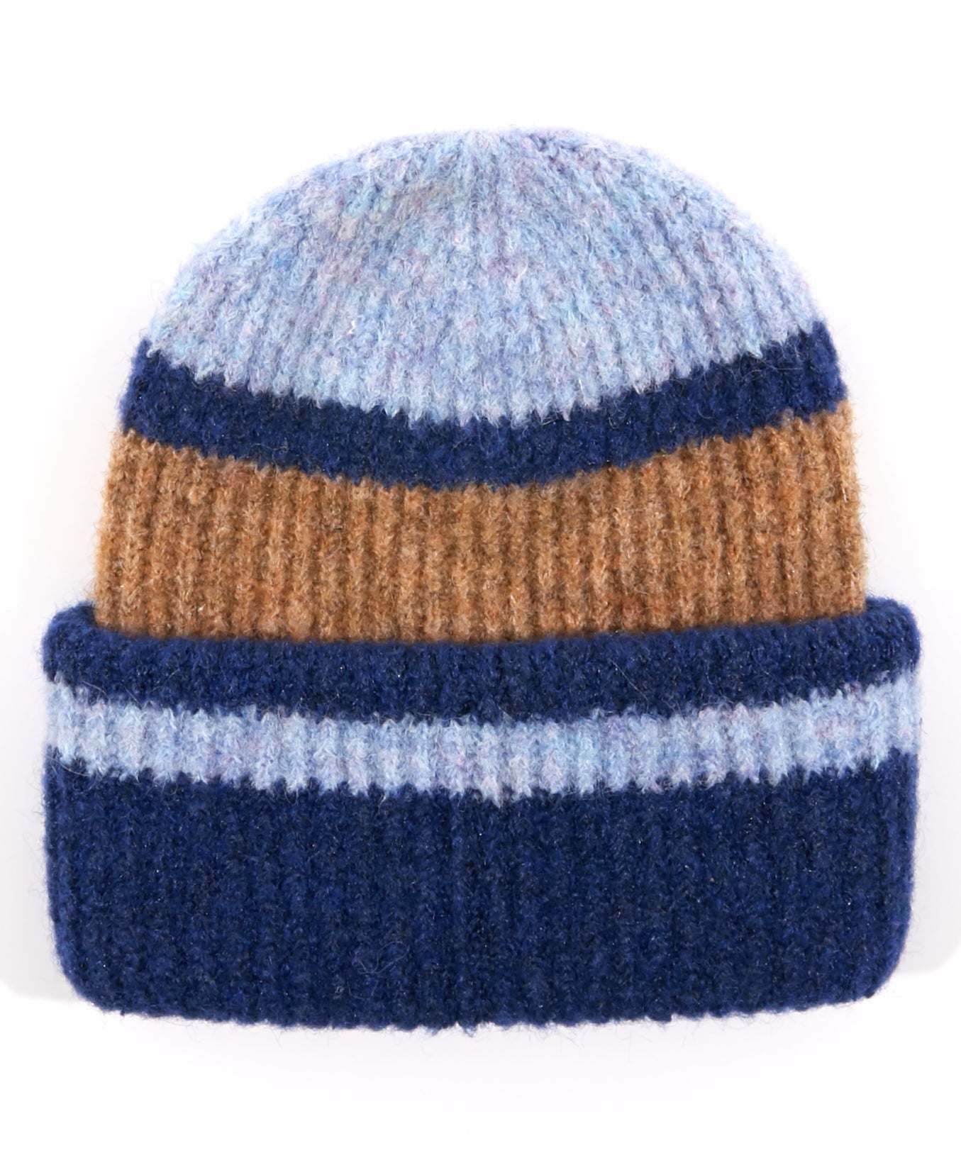 Plush Blocked Beanie in color Blue Depths