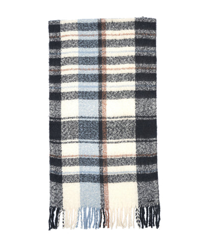Hiking Plaid Boucle Scarf in color Cream