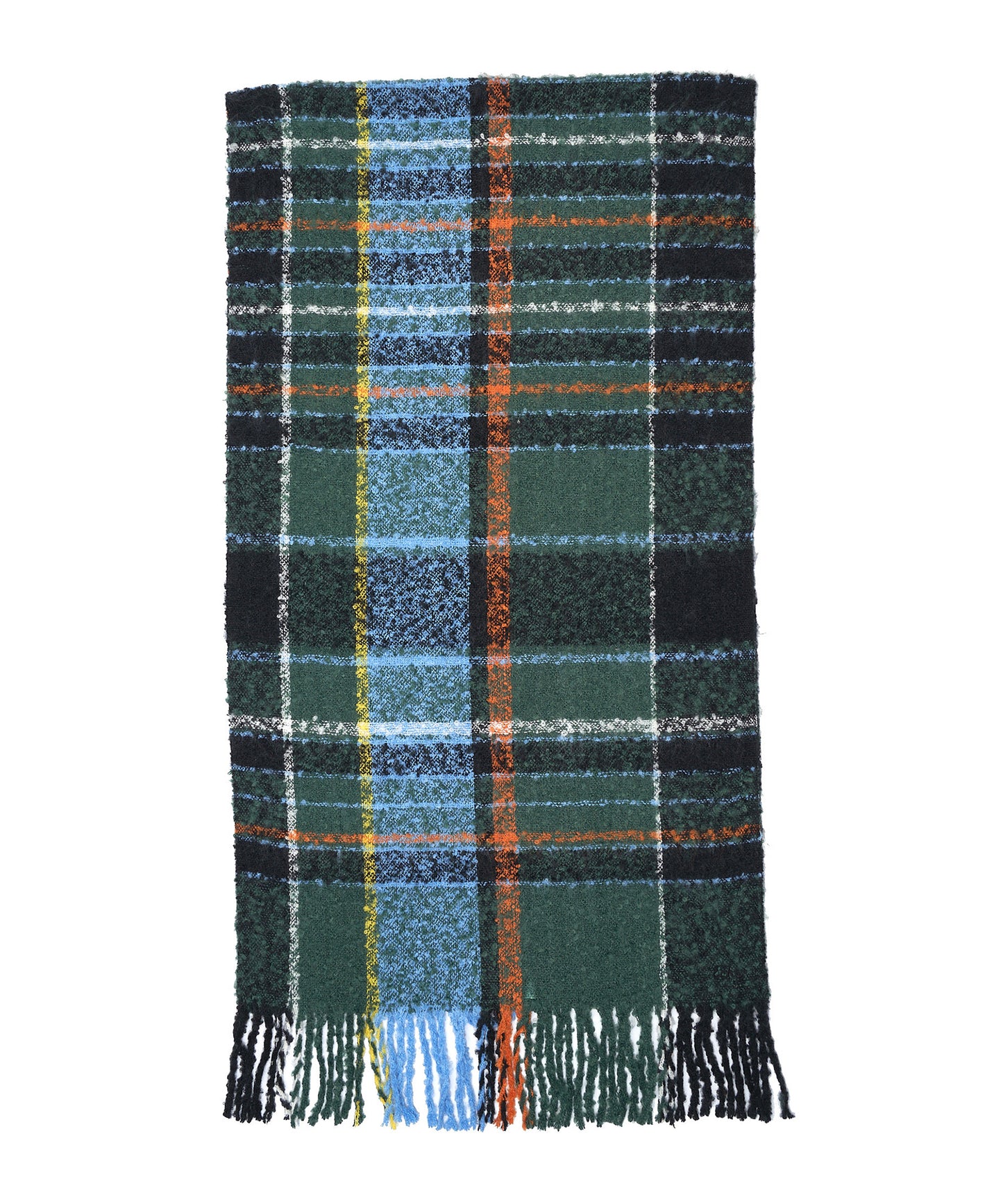 Hiking Plaid Boucle Scarf in color Trekking Green