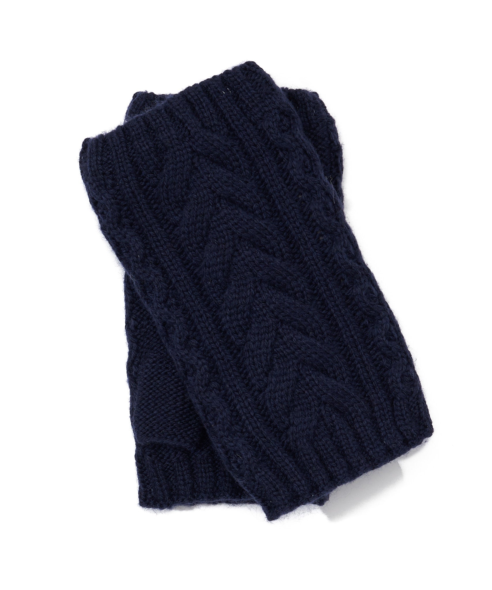 Recycled Wishbone Cable Handwarmer in color Navy