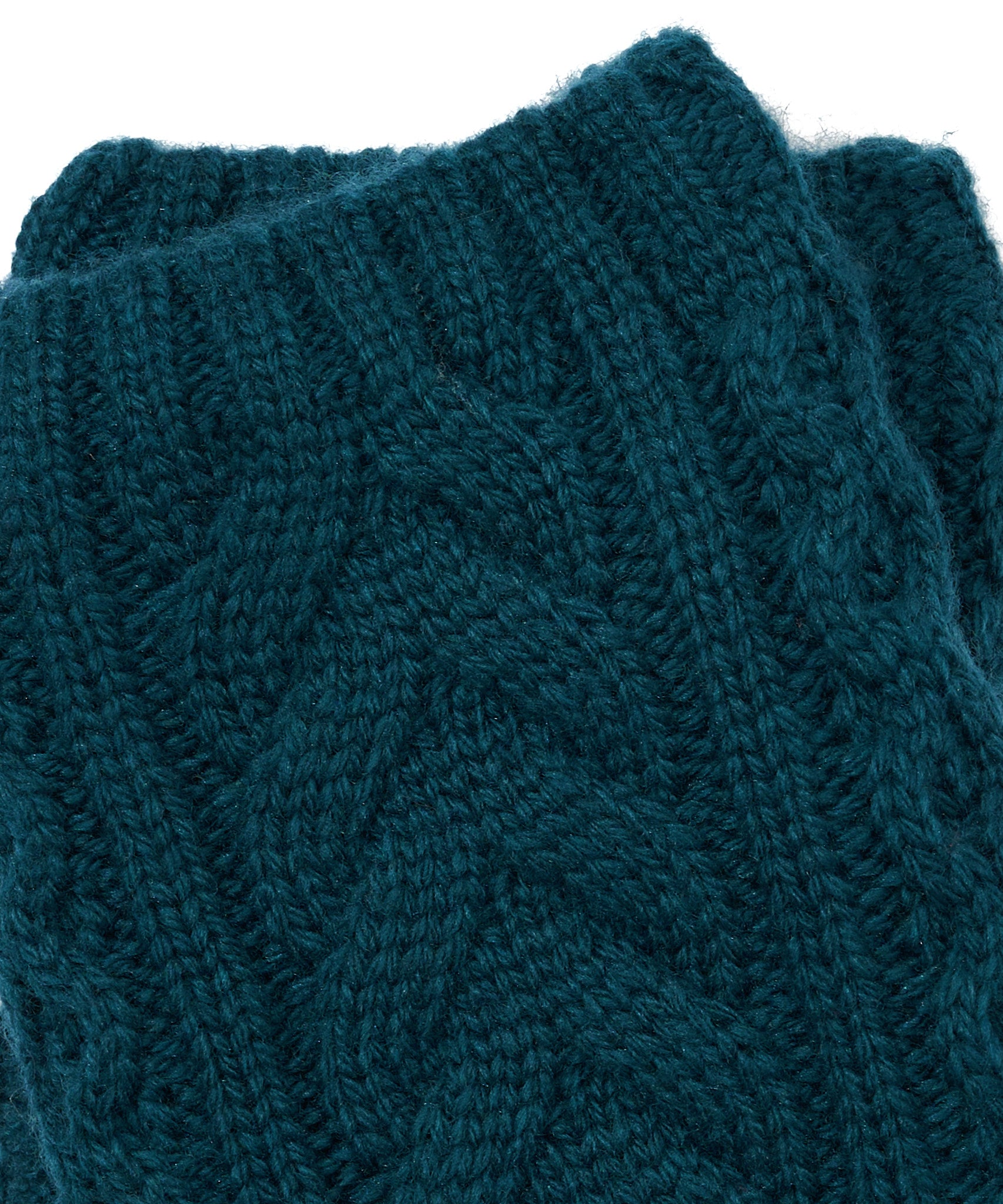 Recycled Wishbone Cable Handwarmer in color Deep Teal