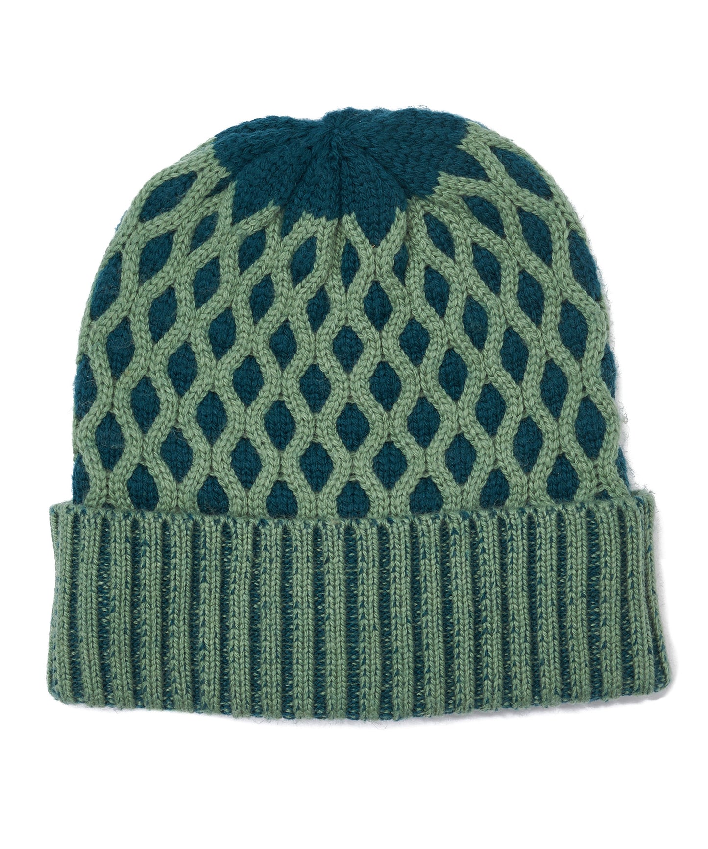 Recycled Bi-color Honeycomb Beanie in color Deep Teal
