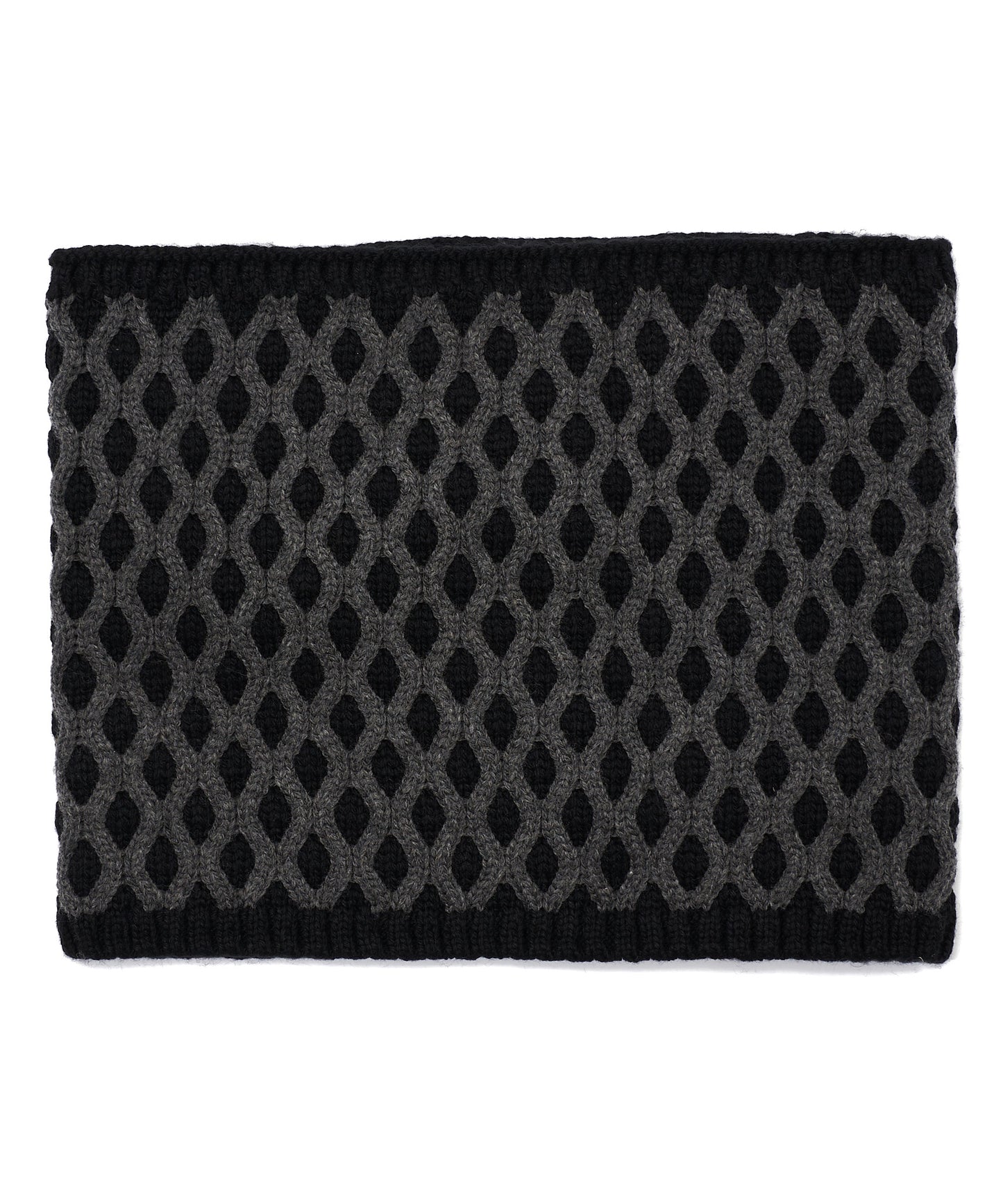 Recycled Bi-color Honeycomb Neck Warmer in color Black/Charcoal