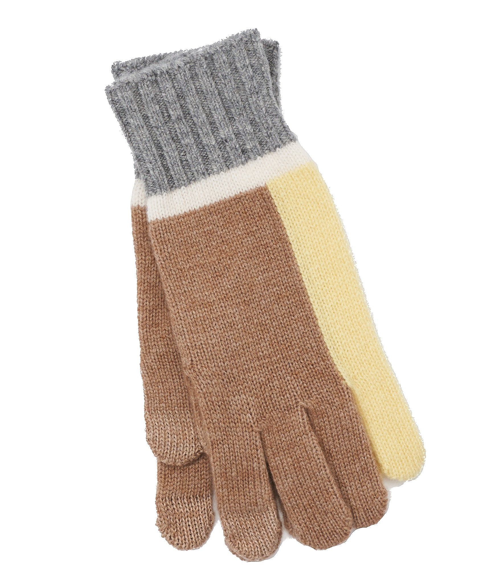 Cashmere Blend Colorblock Gloves in color Butter