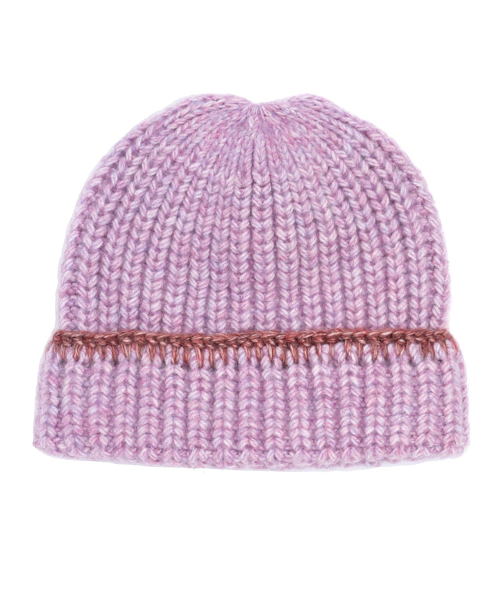 Handknit  Beanie With Tipping in color Lavender Mist