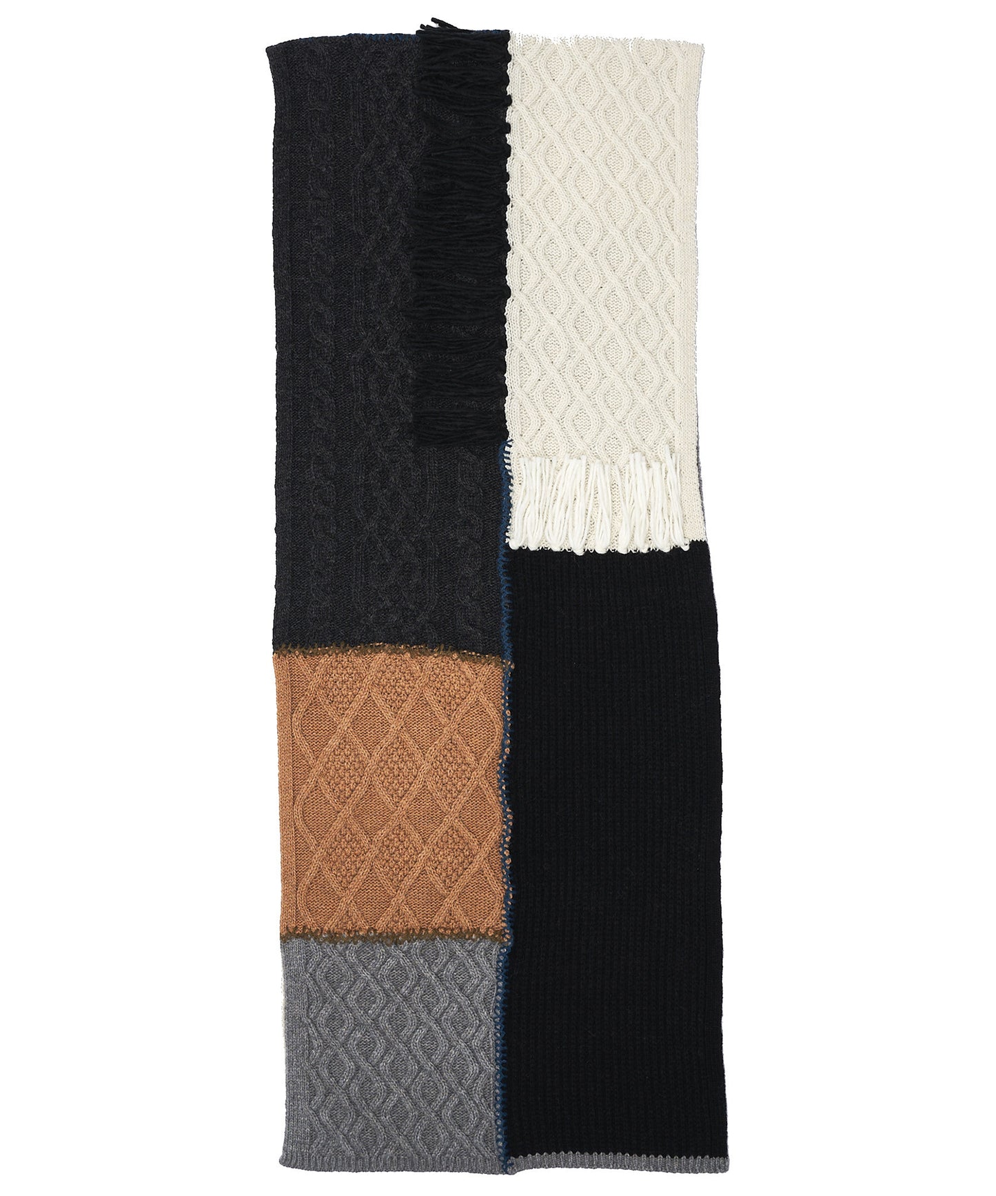 Cable Patchwork Scarf in color Black