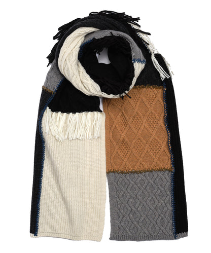 Cable Patchwork Scarf in color Black