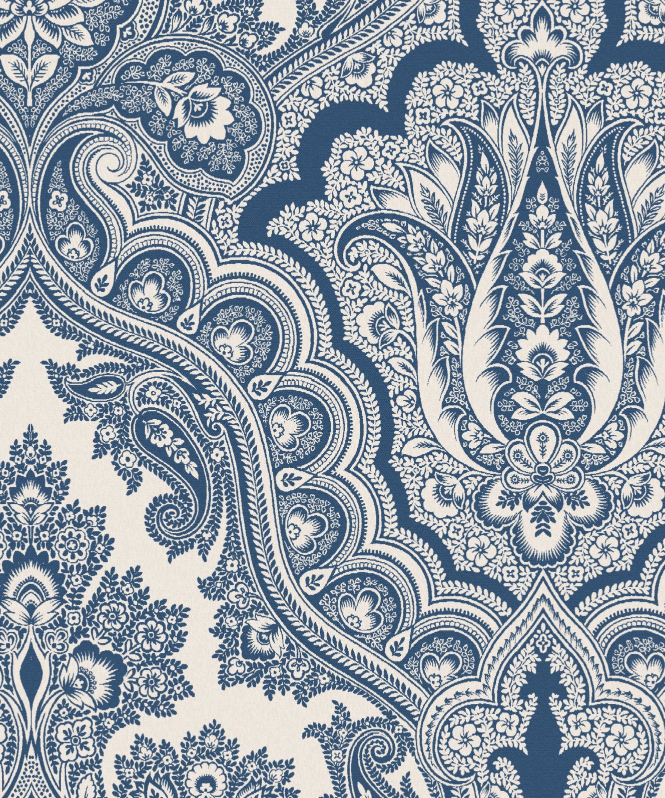 Modern Paisley Fabric in color Denim
