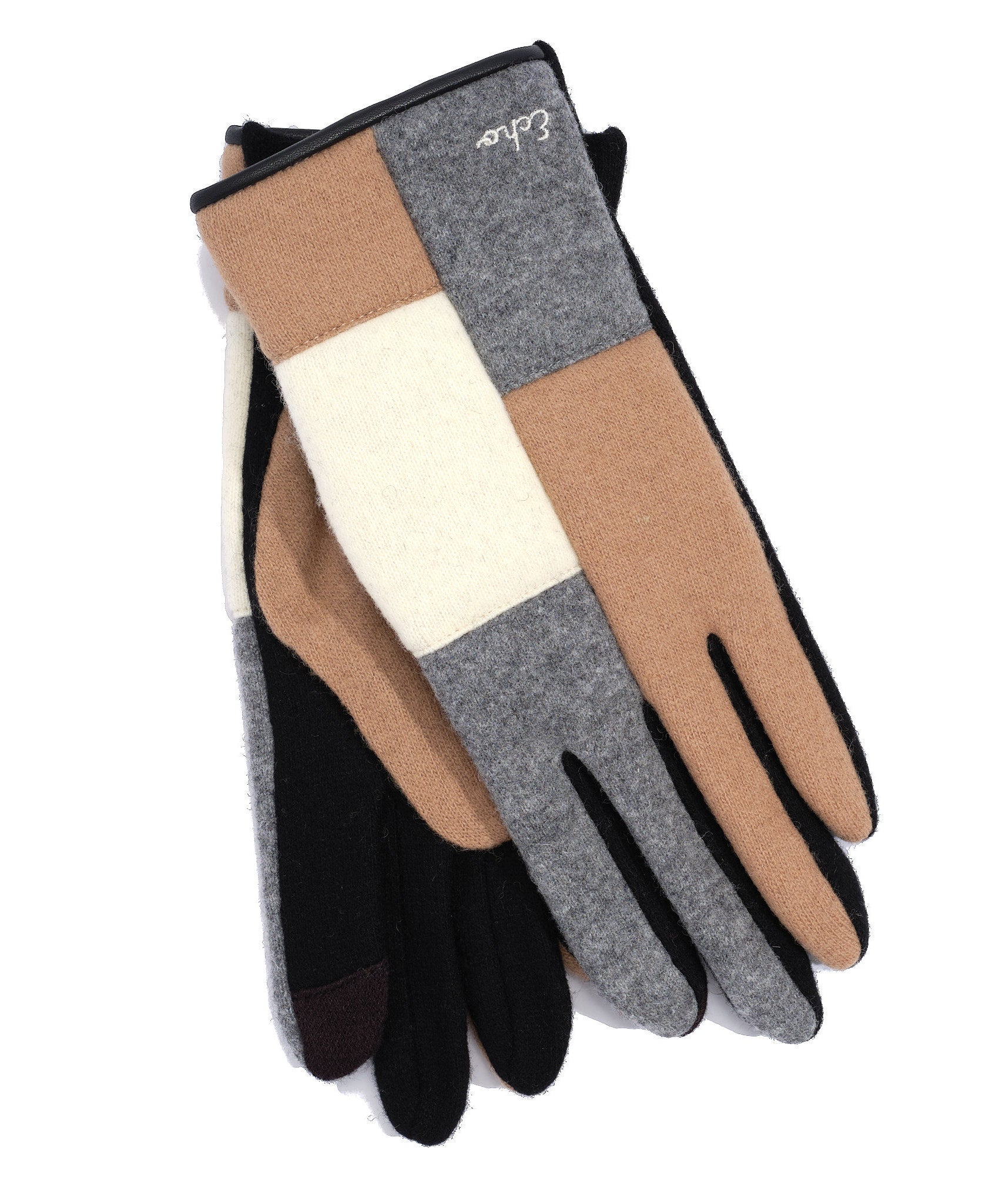 Quilted Colorblocked Glove in color Camel