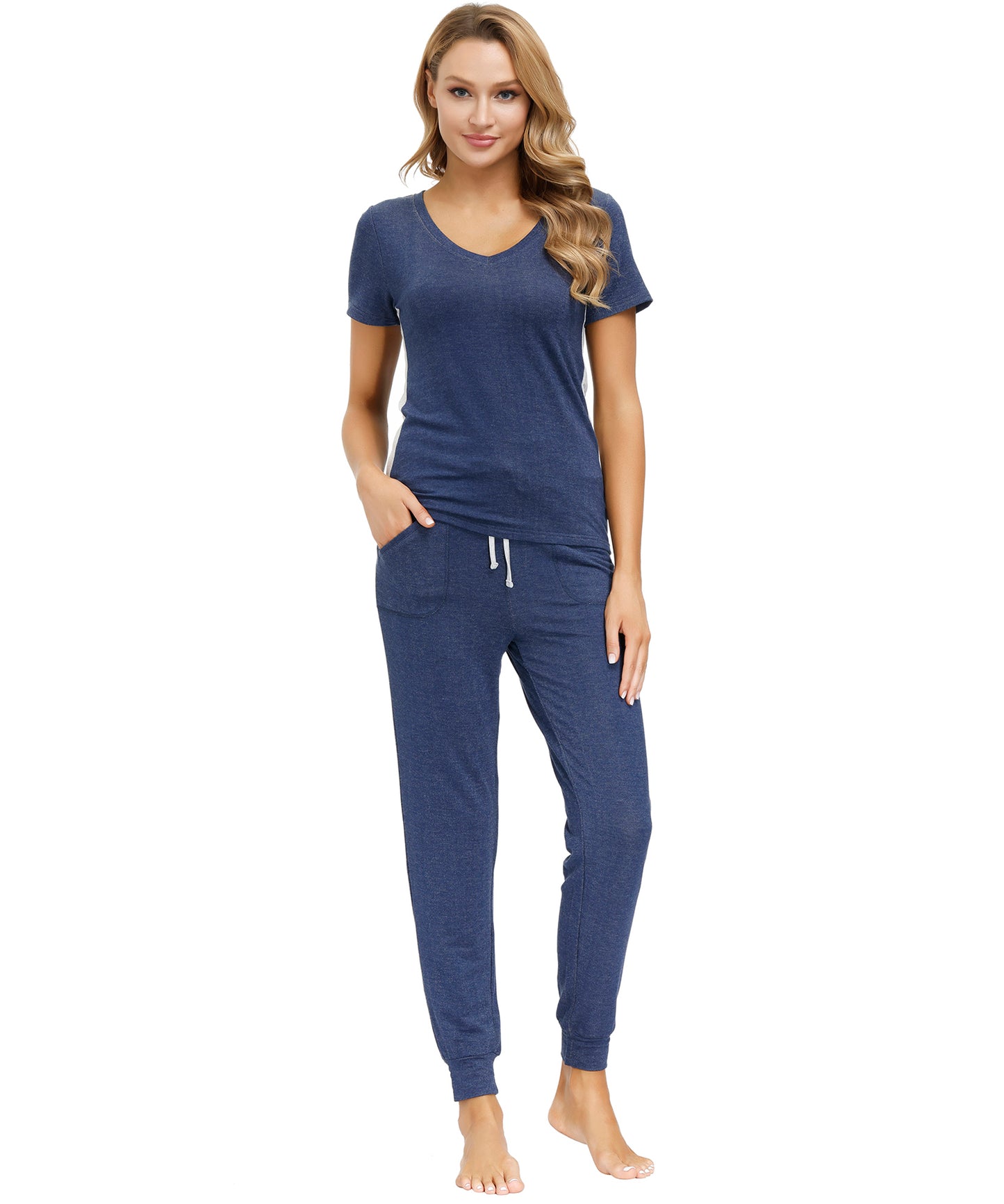 Navy French Terry Jogger Set in color Navy