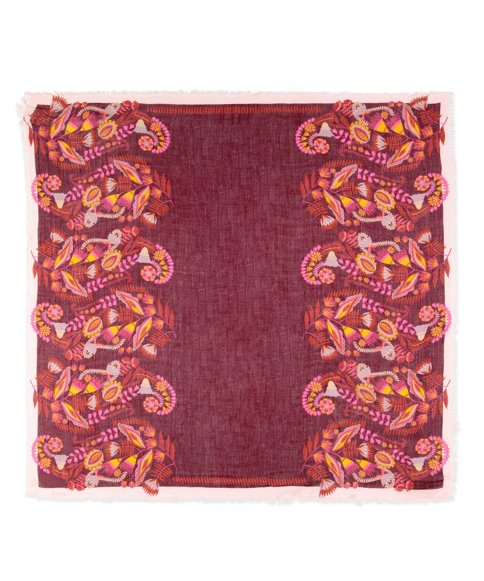 Floral Paisley Square in color Garnet