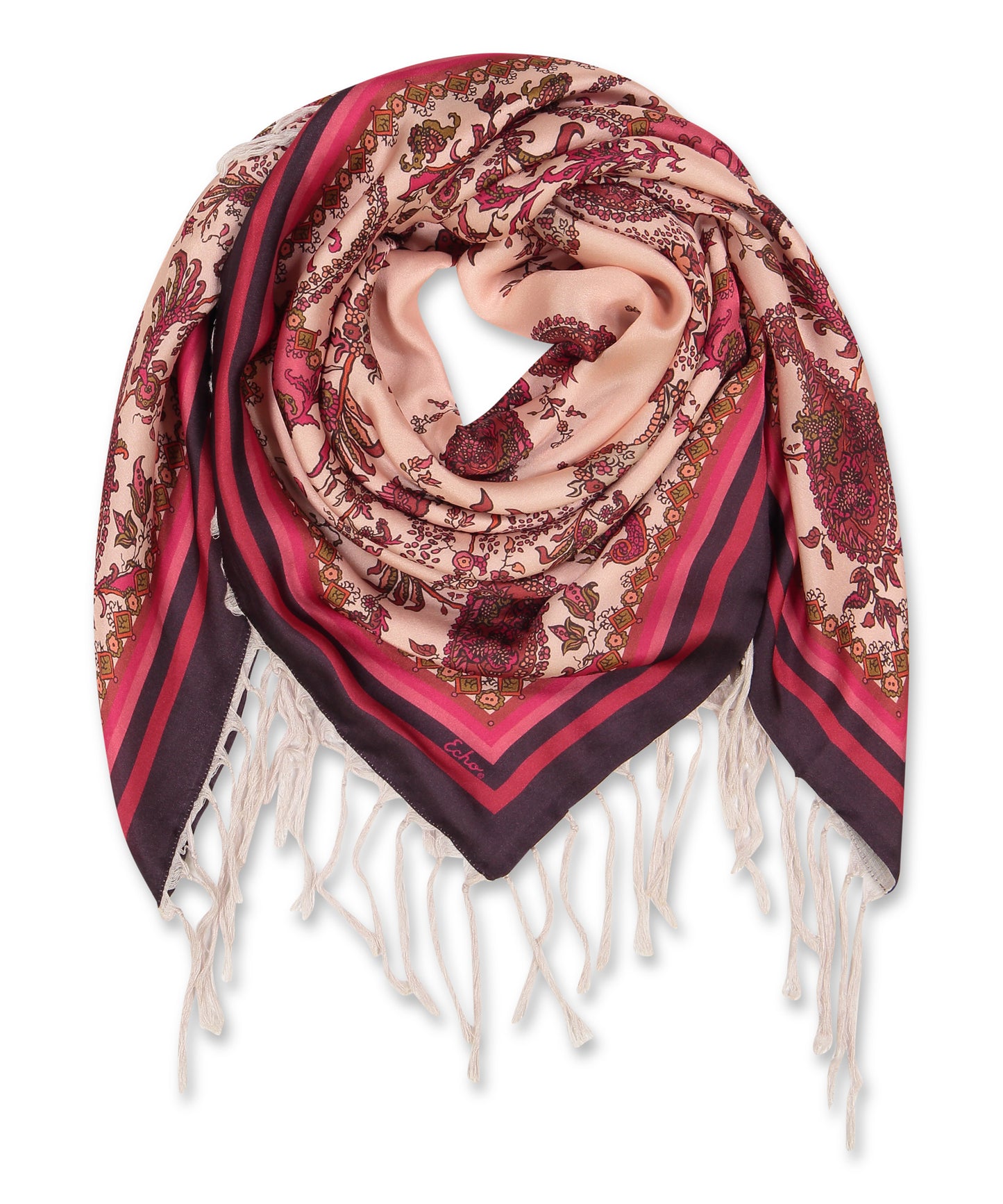 Paisley Double-faced Silk Square in color Jaipur Pink