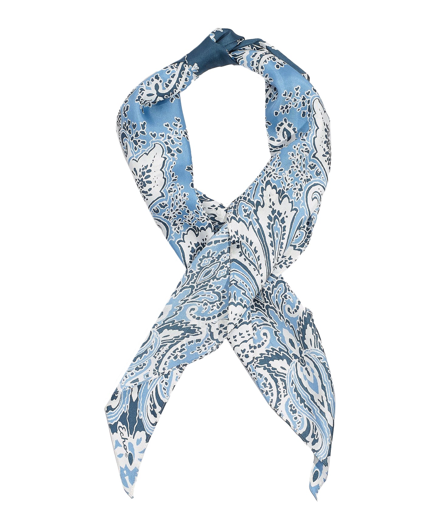 Ornate Paisley Oversize Silk Diamond in color Denim Blue