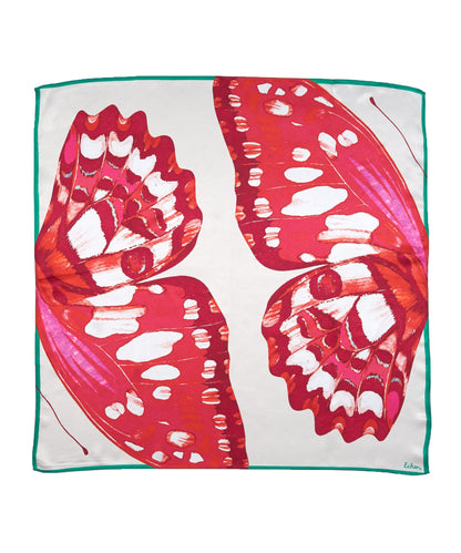 Butterfly Wings Silk Square in color Pink Hibiscus