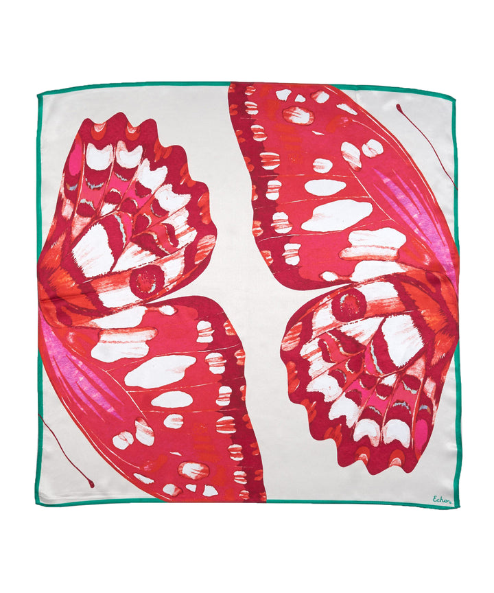 Butterfly Wings Silk Square in color Pink Hibiscus