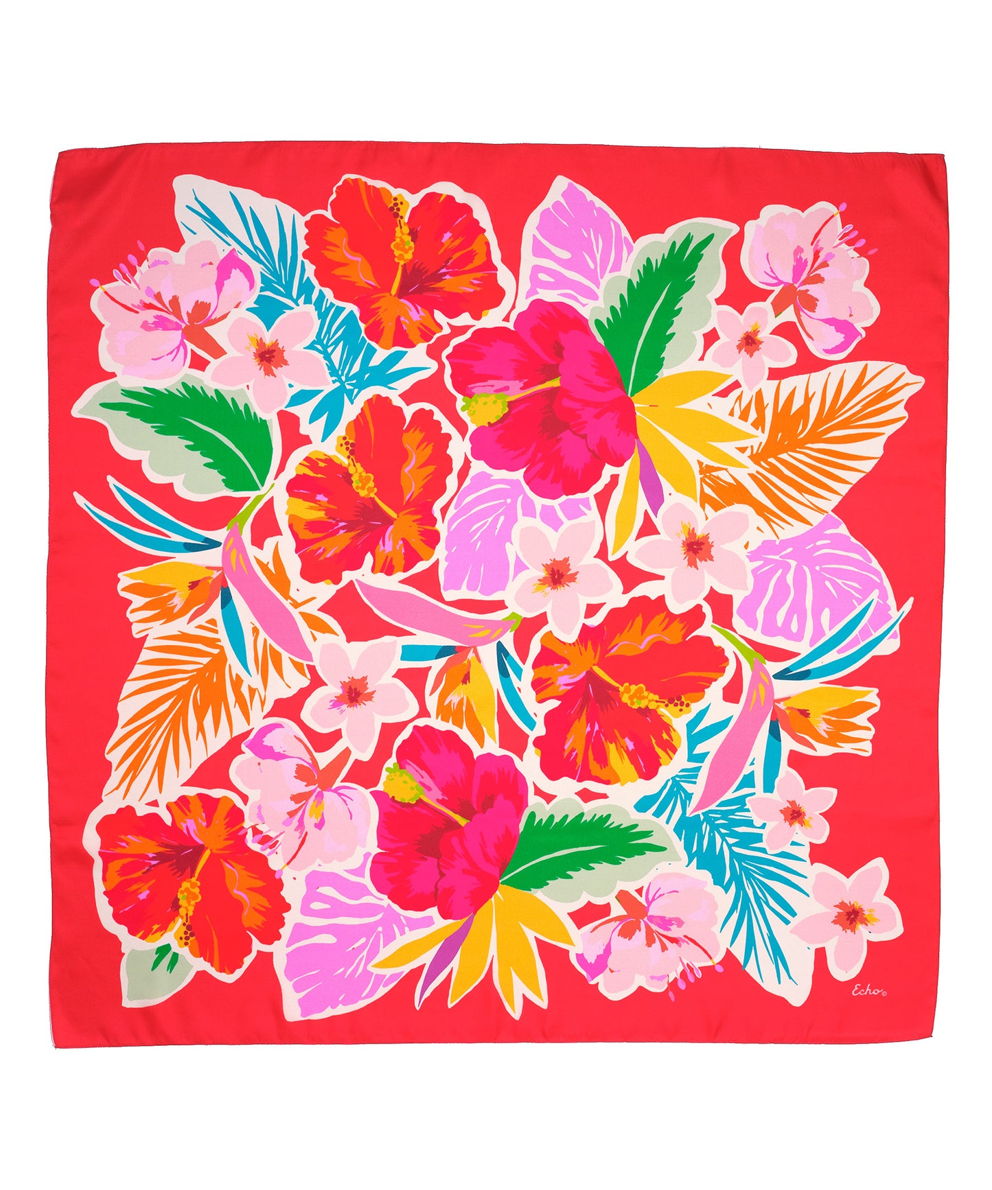 Tahiti Floral Silk Square in color Hibiscus