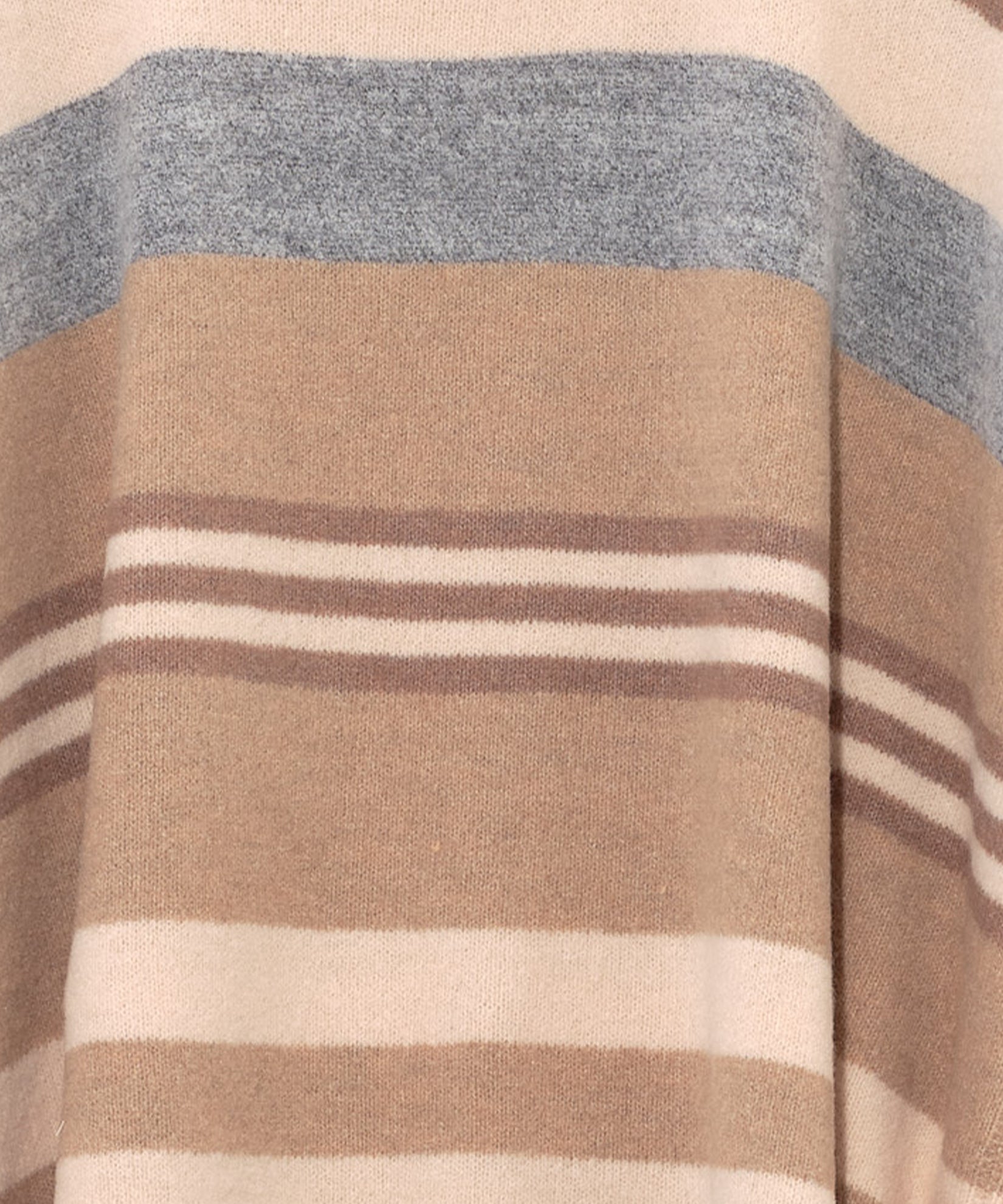 Striped Knit Poncho in color Cream